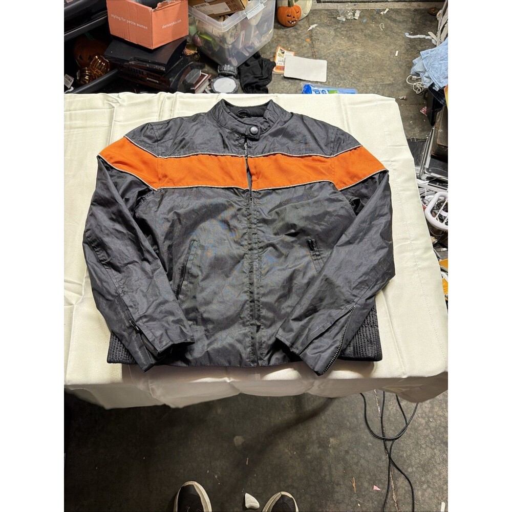 Harley Davidson Patch Leather Gallery Motorcycle Jacket Women M Broken Zip Pull!